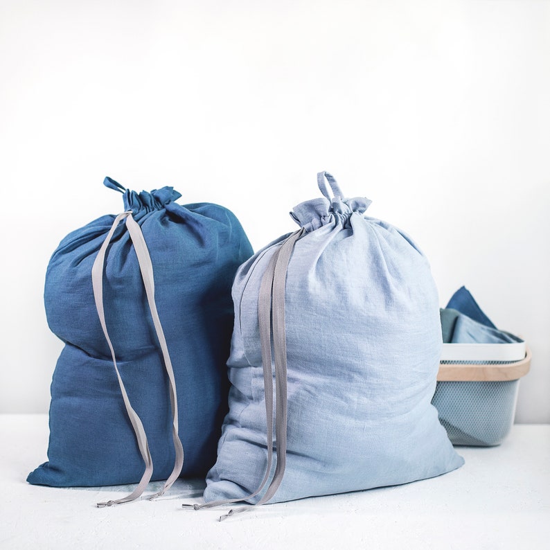 Linen Laundry Bag, Linen Storage Bag, Softened Linen Bag, Big Laundry Bag, Linen Drawstring Bag image 4