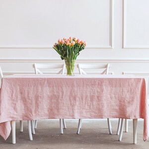 Pink Linen Tablecloth, Soft Linen Tablecloth, Linen Handmade Table ...