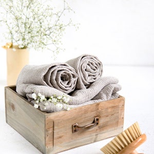 Grey bathroom towels handmade of natural linen will be your best towels choice image 5