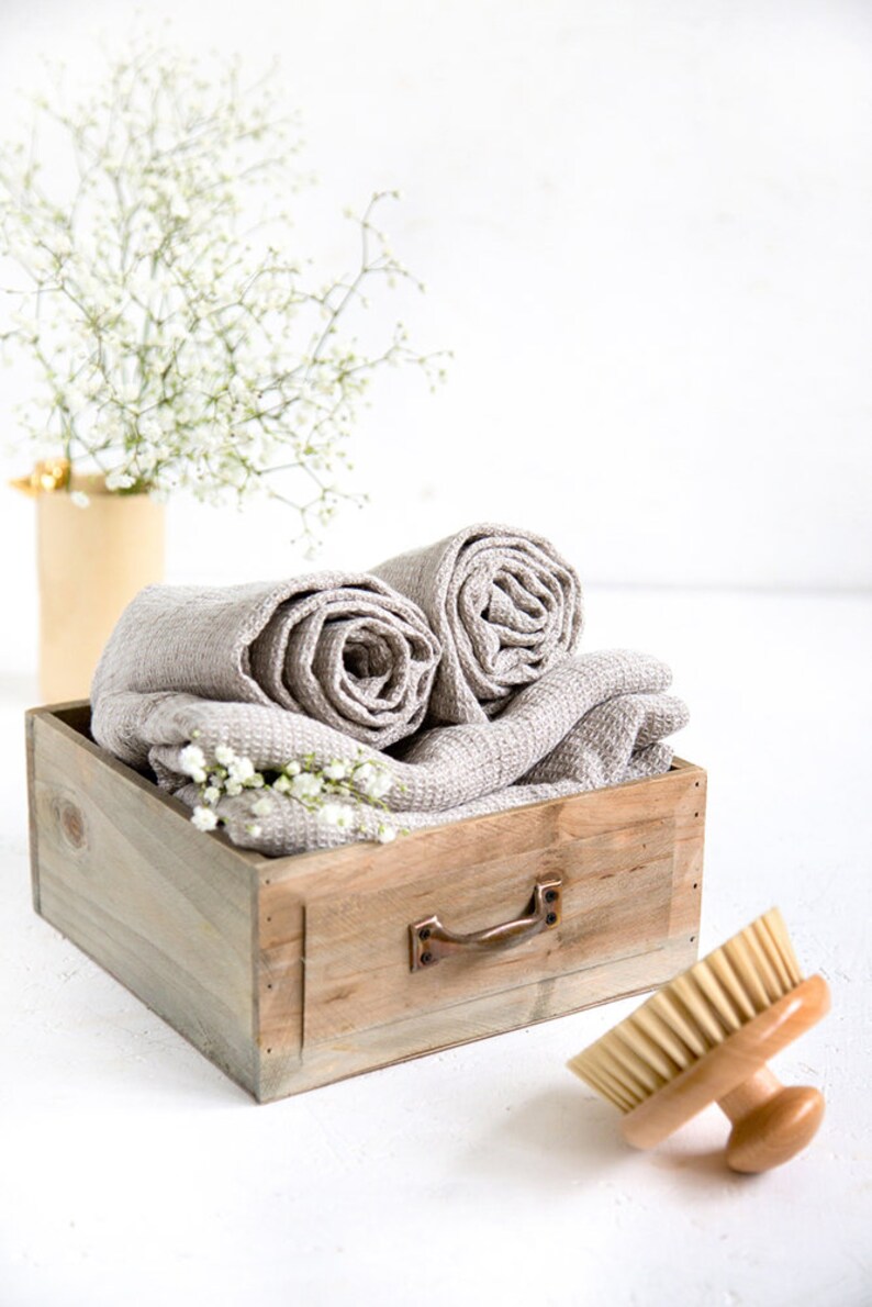 Grey bathroom towels handmade of natural linen will be your best towels choice image 5