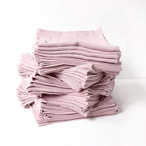 Bulk of 50 Linen Napkins in blush pink color perfect as wedding napkins or dinner napkins image 6