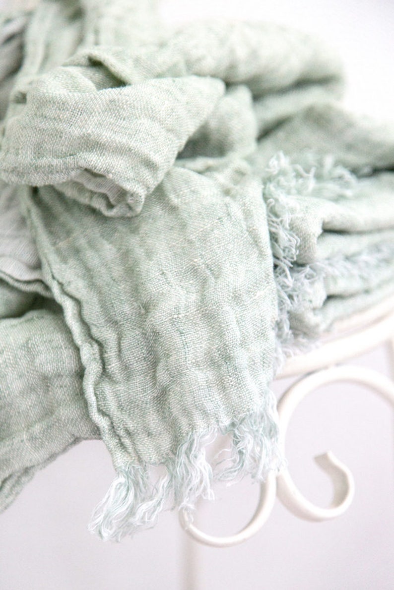 Mint Linen Blanket Throw Beach Picnic Blanket Etsy