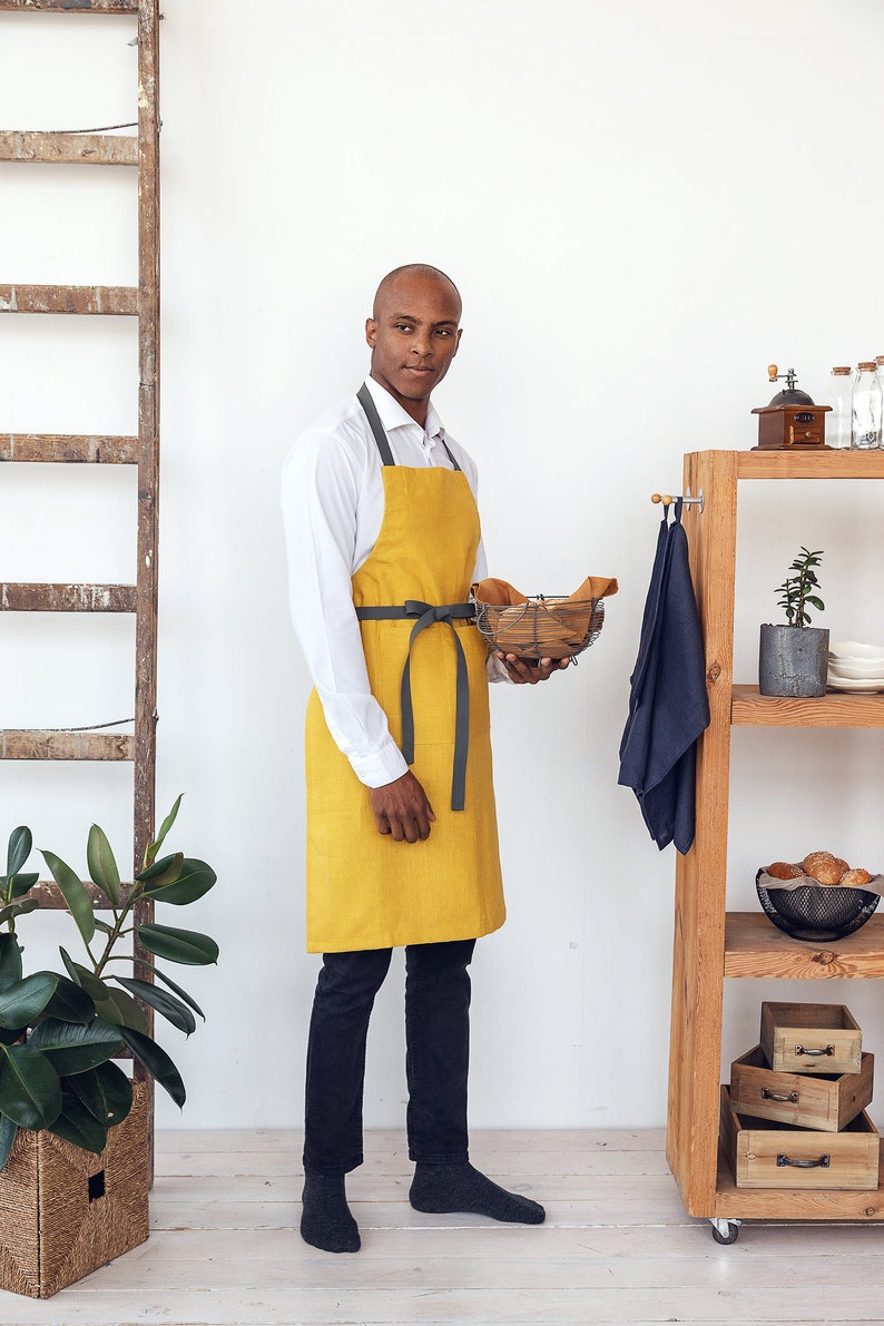 Full apron for men with pockets and adjustable long straps Gifts for him image 4