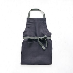 Chef apron, Apron with pockets, Gray apron, Long apron, linen apron in custom colour available image 8