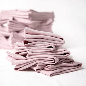 Bulk of 50 Linen Napkins in blush pink color perfect as wedding napkins or dinner napkins image 1