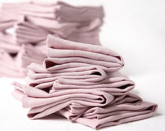 Bulk of 50 Linen Napkins in blush pink color perfect as wedding napkins or dinner napkins