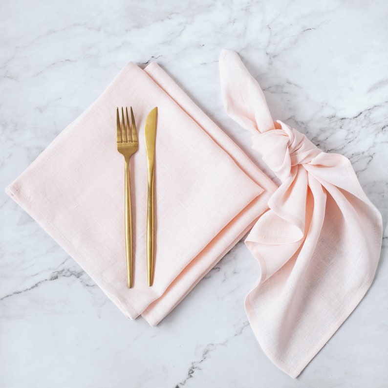 Light Pink Linen Napkins Set of 6 Perfect as Wedding Napkins Etsy
