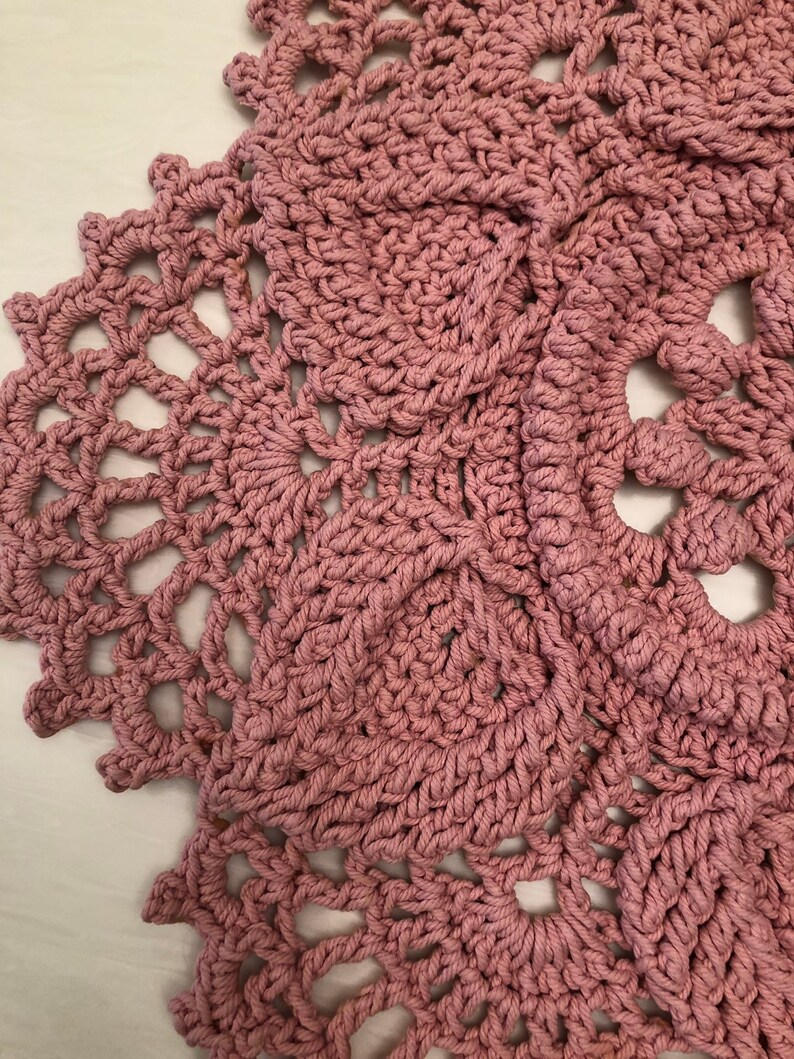 Crochet rope rug in pink cotton with antiskid back Etsy