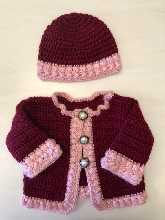 baby burgundy cardigan