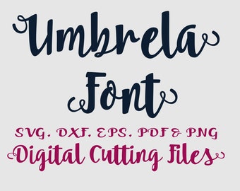 Alphabet Cutting font Svg Digital Letter Cut Files - Svg Dxf Eps Umbrella Alphabet Cut files for Silhouette, Cricut - Brush Font Cutfiles