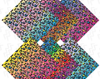 Regenboog ombre-patronen / digitaal papier met kleurovergang luipaardpatroon - afdrukbare luipaardpatronen - png - jpg - commercieel gebruik