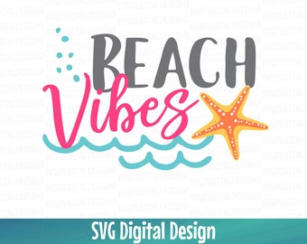 Beach Vibes Starfish SVG, Summer Cutting File, Clipart Digital Design Cut files for Silhouette, Cricut, Svg , Tshirt Vinyl Designs