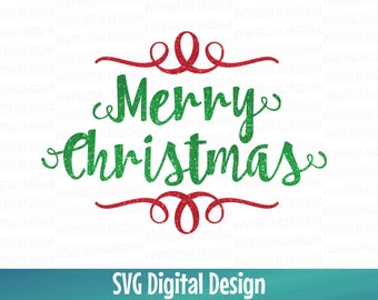 vrolijk kerstfeest svg-bestand, vakantie svg digitaal ontwerp - snijbestanden voor silhouette, cricut en meer - SVG dxf eps vinyl gesneden bestanden