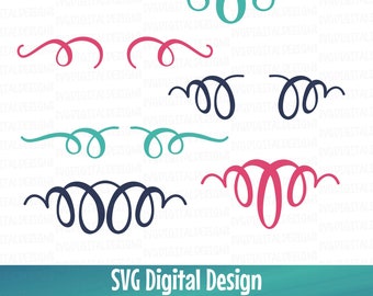 Swirly SVG Text Embellishment Cut Files, Ribbon Loops in Svg Dxf Eps  for Silhouette Cricut, Vinyl Decor, Vector Clipart Instant Download