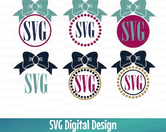 SVG Monogram Bow Cutting Files Template Clipart - Vinyl SVG Digital Designs Cut files great for Silhouette & Cricut - Svg Dxf Eps