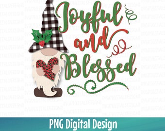 Plaid, Leopard Christmas Gnome Joyful & Blessed PNG-bestand, digitale vakantiedownload sublimatiebestand, digitale afdrukbaar