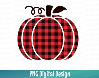 Red Buffalo Plaid Pumpkin PNG-bestand, herfst digitale download sublimatieontwerp, Thanksgiving digitale afdrukbare bruikbaar voor tshirts