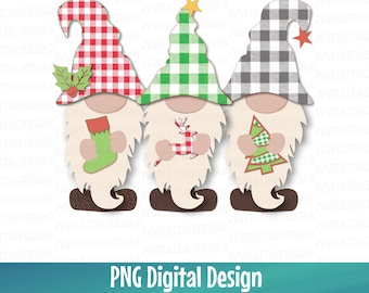 Kerstkabouters, kerst digitale download sublimatiebestand, Winter Gnome Trio digitaal afdrukbaar png-bestand