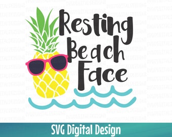 Ananas SVG, Estate SVG, Riposo Spiaggia Faccia Silhouette/Cameo/Cricut Cut File Clipart/Vinile Decal/Camicia Design svg dxf eps png SCARICABILE