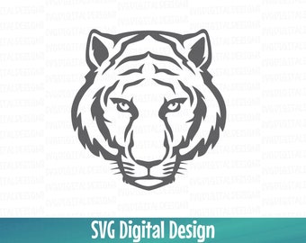 Tiger Svg Cut File -  Tiger head Design Cutting file for Silhouette & Cricut - Svg Dxf Eps - Instant Download Tiger Vector