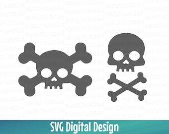 Skull and Cross Bones Svg Dxf Eps Cut File, CrossBones Digital Designs Clipart Cutting files for Silhouette, Cricut & electronic cutters