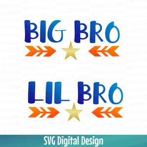 Broer SVG Set, broers snijden bestanden voor silhouet, Cricut & meer Svg Dxf Eps Cut-bestanden, kleine en grote broer, Arrow Star SVG Design