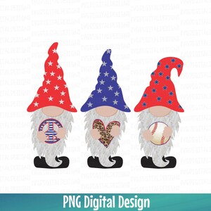 File PNG del trio di gnomo da baseball, file Clipart di disegni digitali - File di sublimazione del download digitale degli gnomi da baseball Peace Love