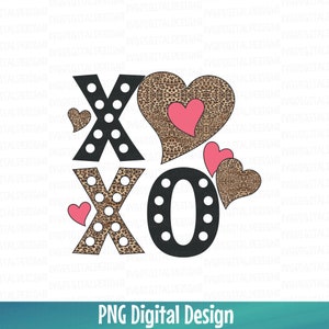 Leopard XOXO Valentine Hearts PNG-bestand, Valentines digitale download sublimatiebestand, XOXO Hearts digitale afdrukbare xV1sA