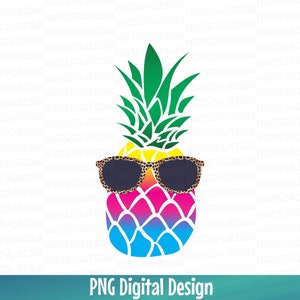 Pineapple PNG, Summer Pineapple with sunglasses - Digital Designs Clipart files, Beach Pineapple Printable