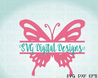 Split Butterfly SVG, Monogram Frame SVG Cut Files, Svg Vinyl Design Cutting files for Silhouette, Cricut Dxf Eps SVG Digital Download,
