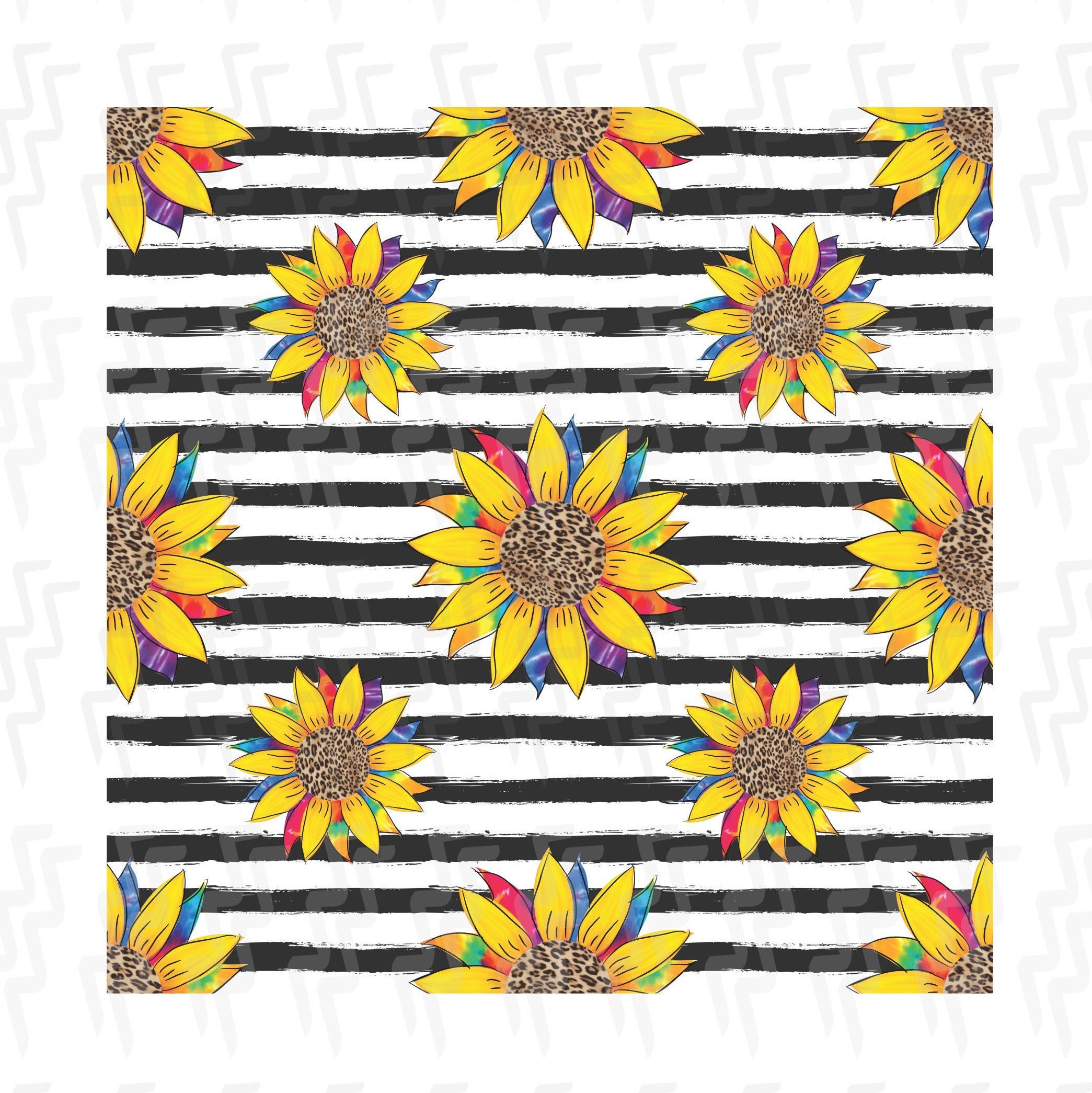 Tie dye Sunflower Striped Seamless pattern Seamless Digital Etsy