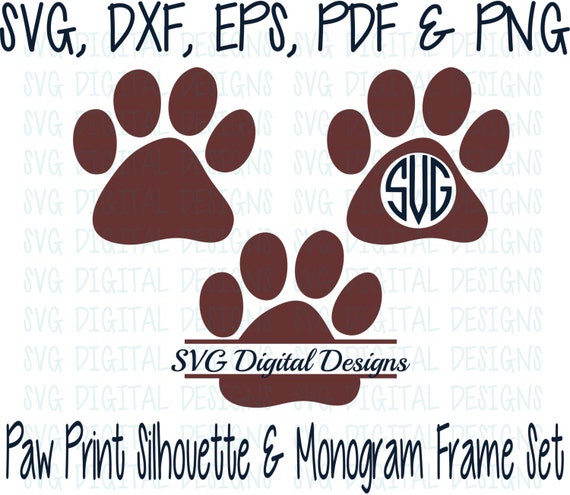Download Free Svg Paw Print Cut Files Monogram Frames And Silhouette Etsy SVG Cut Files