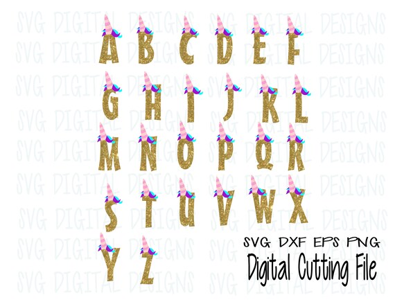 Download Items similar to Unicorn SVG Font Cut Files Alphabet ...