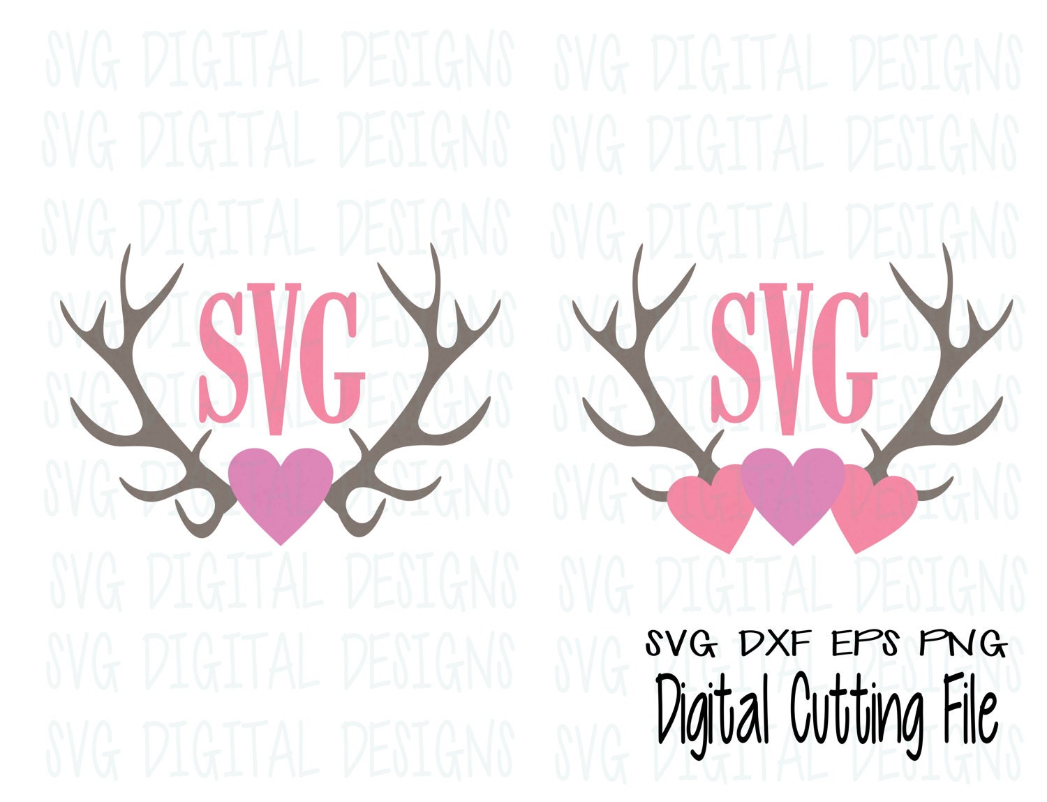 Download Antler Monogram Svg Files Heart Love Design Cutting files for | Etsy