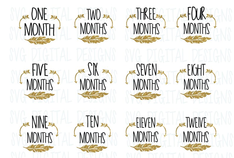 Baby Month Sticker Svg Monthly Svg Digital Design Cutting Files Baby Milestone Svg Cut Files Clip Art Art Collectibles Colonialgolfhart Com