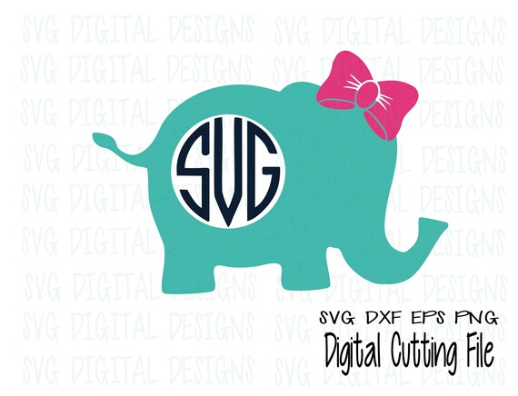 Download Cute Elephant Monogram Circle SVG Frame Files Monogram Svg ...