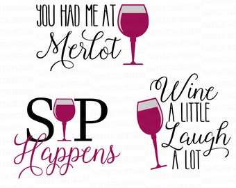 Wine Svg Bundle, Wine Glass Svg, Wine Quote Svg, Wine Sayings Cut file for Silhouette Cricut Scal Svg Dxf Eps  Kitchen SVG Digital Design