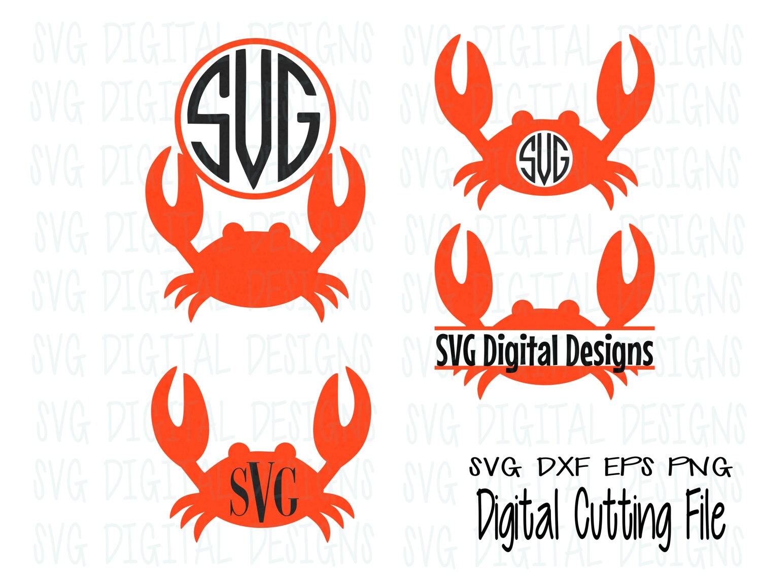 Download Crab SVG Monogram Frame bundle Electronic Die Cut Clipart ...