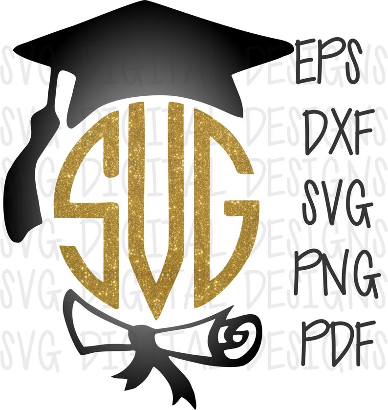 Download Graduation Cap Monogram Frame Design Electronic Die Cut/ | Etsy
