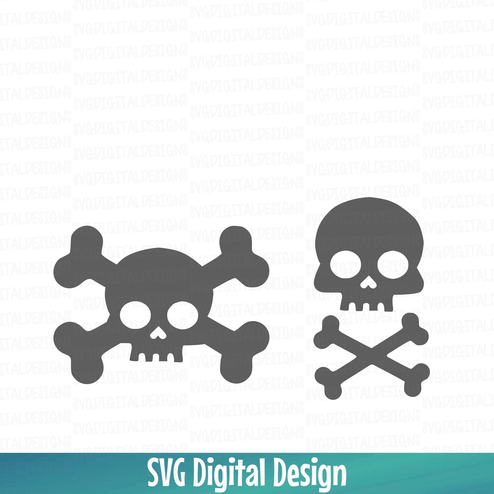 Skull and Cross Bones Svg Dxf Eps Cut File, Crossbones Digital Designs ...