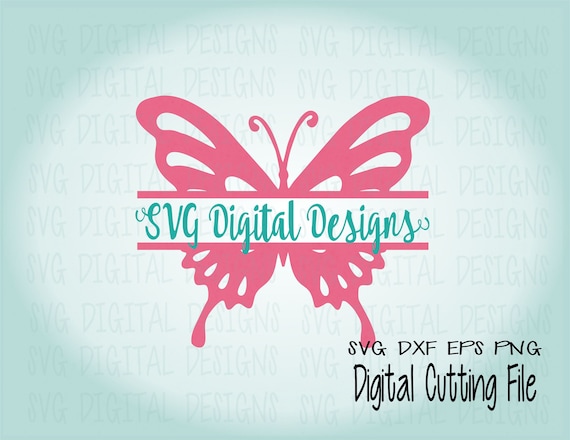 Split Butterfly Svg Monogram Frame Svg Cut Files Svg Vinyl Etsy