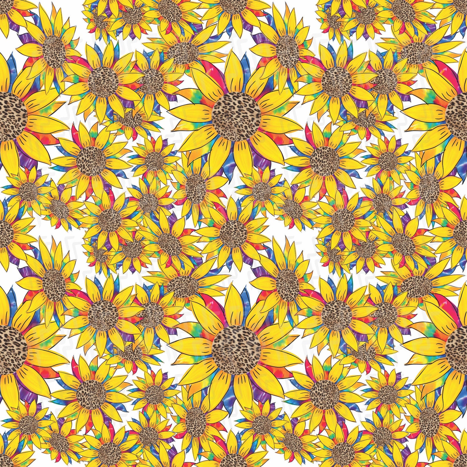 Tie dye Sunflower Seamless pattern Seamless Digital Paper Etsy