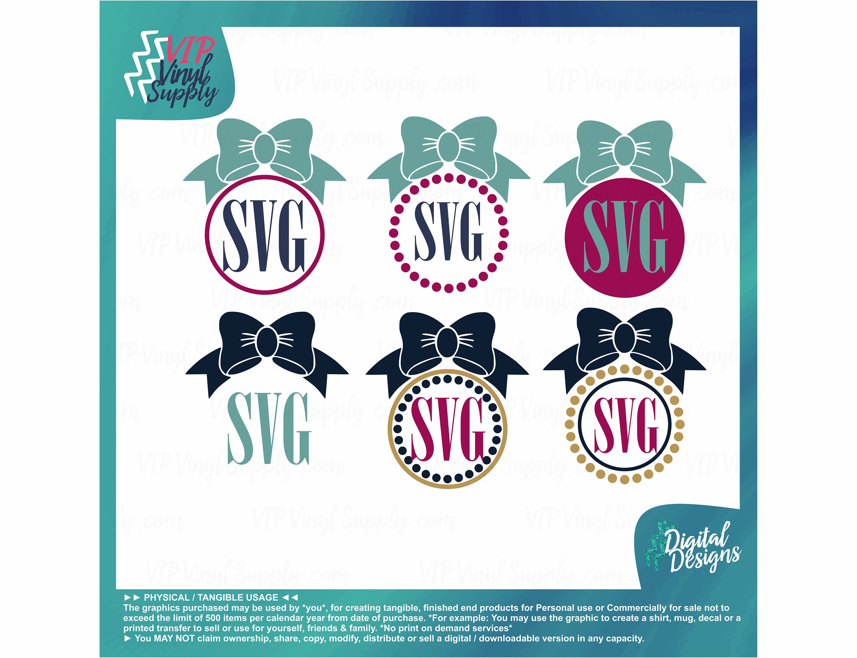 Download SVG Monogram Bow Cutting Files Template Clipart Vinyl SVG ...