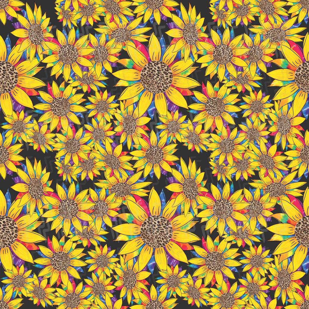 Tie Dye Sunflower Seamless Pattern Seamless Digital Paper Etsy