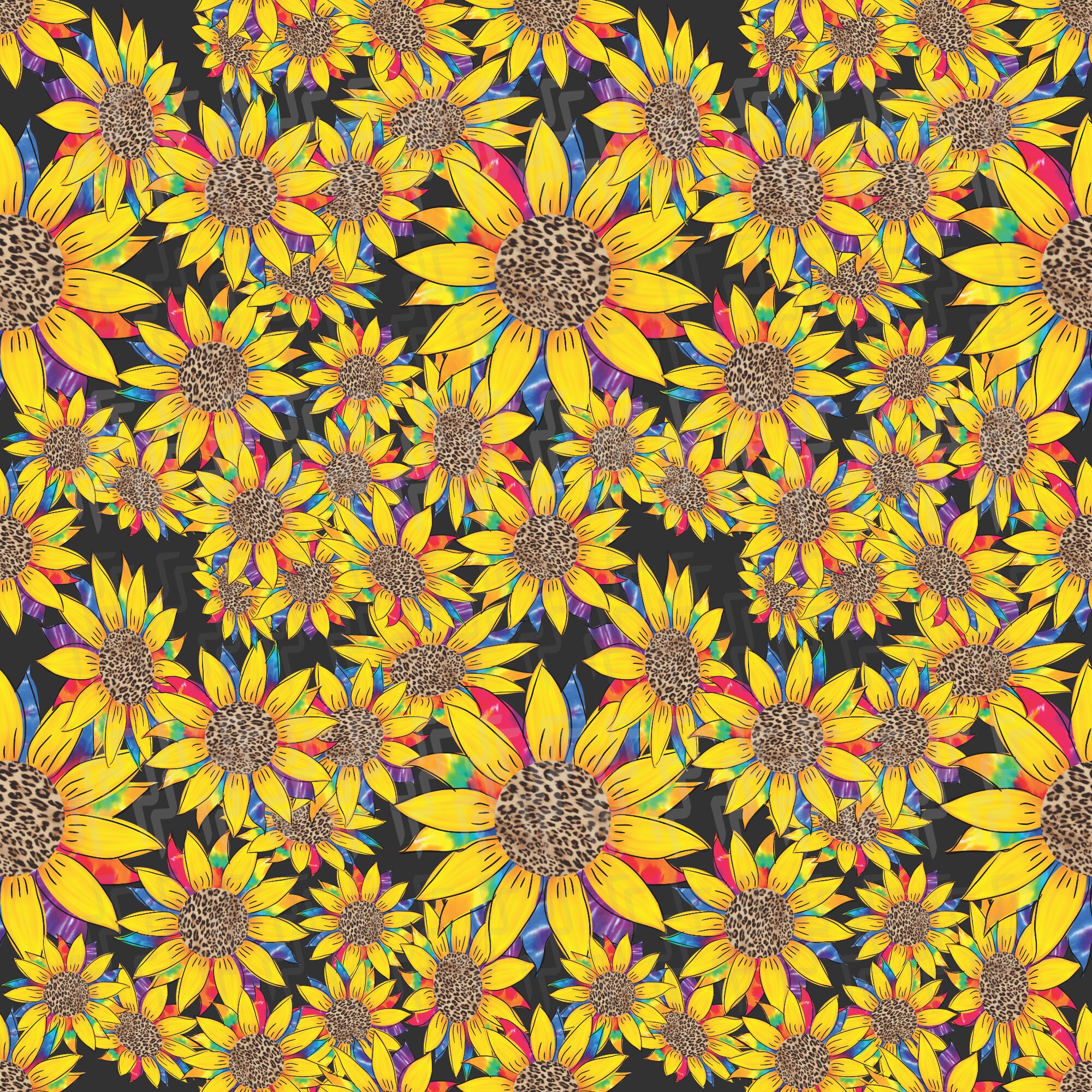 Tie dye Sunflower Seamless pattern Seamless Digital Paper Etsy
