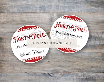 Personalized Santa Gift Tags | North Pole Design (Digital Download)