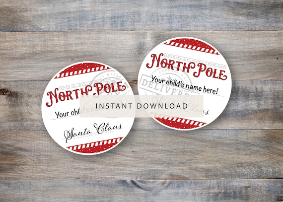Printable Round Santa Gift s Custom Sticker Template Etsy