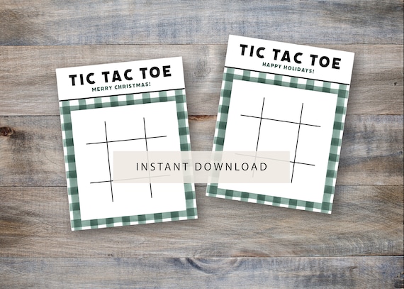 INSTANT DOWNLOAD christmas tic tac toe printable plaid game