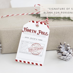 Etiqueta de presente do Polo Norte, etiqueta de Natal personalizada, modelo de etiqueta de Natal, etiqueta digital do Polo Norte, etiqueta de presente de Natal para download instantâneo, etiqueta de Natal em branco