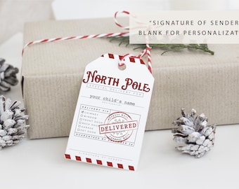 Custom North Pole Christmas Gift Tag Template (Digital Download)